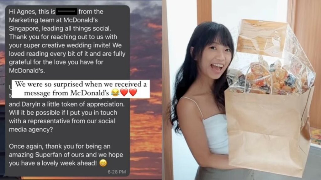 新加坡新人將婚禮喜帖寄給麥當勞，收到令人驚喜的回應