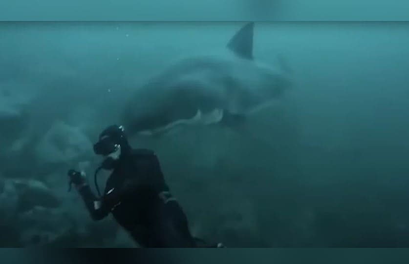驚險！男子潛水遭遇巨大大白鯊，以一招逃過一劫