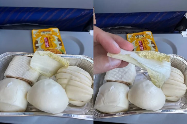 中國網友驚訝南方航空飛機餐：饅頭、白菜與榨菜組成