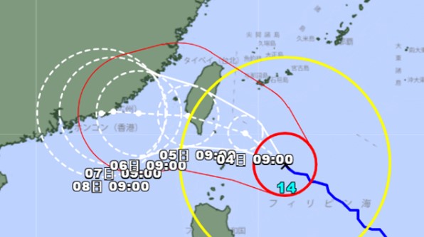 第14號颱風小犬升級為「大型強烈颱風」，台灣全境進入暴風警戒區